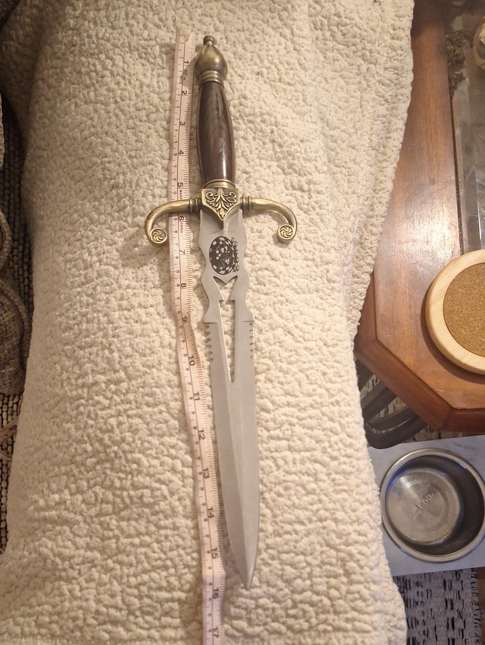 Source Unknown Brass-Accented Dagger with Brown Handle